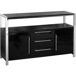 Charisma Sideboard in Black Gloss and Chrome