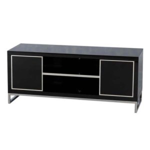 Charisma 2 Door 1 Shelf Flat Screen TV Unit in Blck Gloss and Chrome