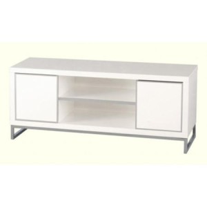 Charisma 2 Door 1 Shelf Flat Screen TV Unit in White Gloss and Chrome