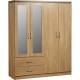 Charles 4 Door 2 Drawer Mirrored Wardrobe in Oak