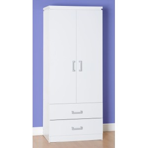 Charles 2 Door 2 Drawer Wardrobe in White